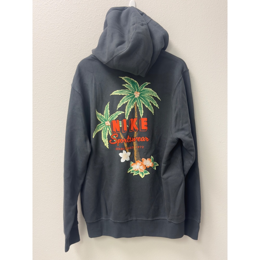 Nike Sportswear Hoodie Mens L Anthracite New Tropical Palm Tree